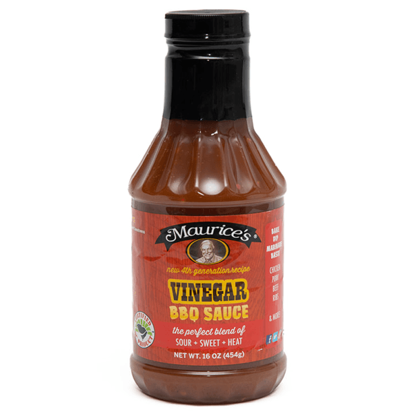 Maurice's vinegar bbq sauce bottle.