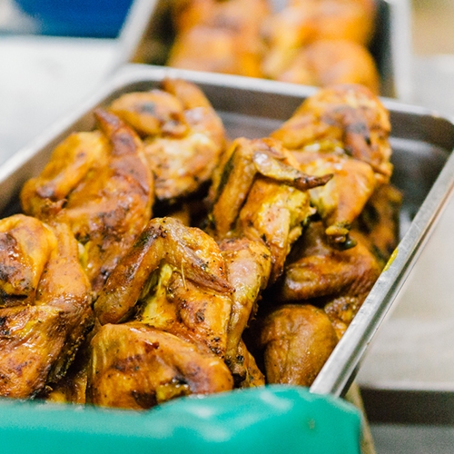 Tray of smoked chicken wings.