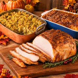 Complete Holiday Dinner Shipped – Smoked Turkey & Sides
